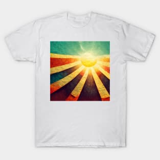 Sunshine, rainbow graphic with funky rays in yellow and orange. T-Shirt